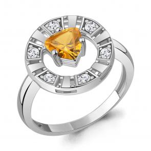 Серебряное кольцо AQUAMARINE с фианитом и цитрином А65001606А фото