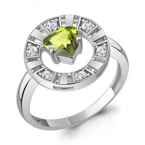 Серебряное кольцо AQUAMARINE с фианитом и хризолитом А65001607А фото