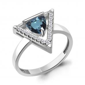Серебряное кольцо AQUAMARINE с фианитом и Лондон топазом А65002008А фото
