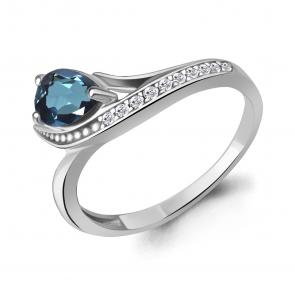 Серебряное кольцо AQUAMARINE с фианитом и Лондон топазом А65003008А фото