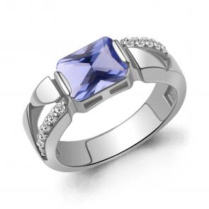 Серебряное кольцо AQUAMARINE с фианитом и танзанитом А650031603А фото