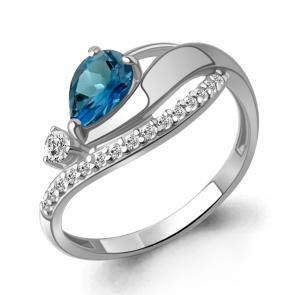 Серебряное кольцо AQUAMARINE с фианитом и Лондон топазом А65003408А фото