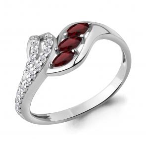 Серебряное кольцо AQUAMARINE с фианитом и гранатом А65004203А фото