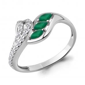 Серебряное кольцо AQUAMARINE с фианитом и агатом А65004209А фото