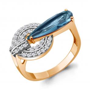 Кольцо из золочёного серебра AQUAMARINE с фианитом и Лондон топазом А65004793А-п фото