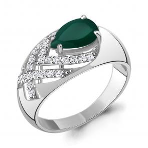 Серебряное кольцо AQUAMARINE с фианитом и агатом А65004809А фото