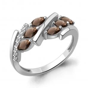 Серебряное кольцо AQUAMARINE с фианитом и кварцем А65005201А фото