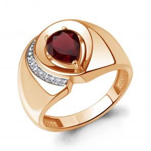 Кольцо из золочёного серебра AQUAMARINE с фианитом и гранатом А65005503А-п фото