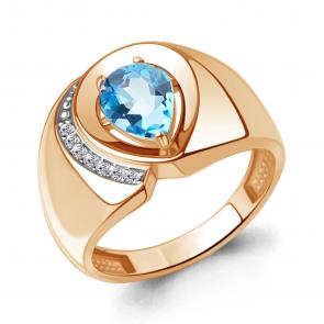 Кольцо из золочёного серебра AQUAMARINE с топазом и фианитом А65005505А-п фото