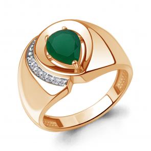 Кольцо из золочёного серебра AQUAMARINE с фианитом и агатом А65005509А-п фото