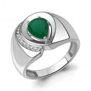 Серебряное кольцо AQUAMARINE с фианитом и агатом А65005509А фото