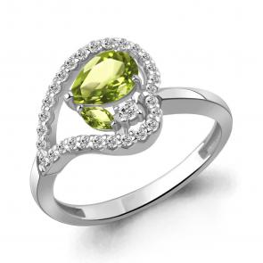 Серебряное кольцо AQUAMARINE с фианитом и хризолитом А65005707А фото