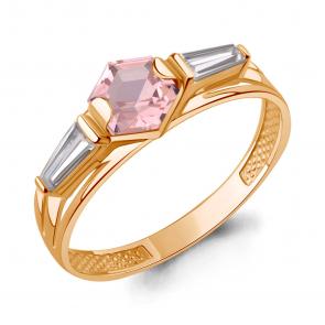 Кольцо из золочёного серебра AQUAMARINE с фианитом и морганитом А65006590-п фото