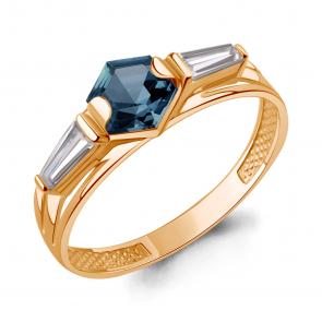 Кольцо из золочёного серебра AQUAMARINE с фианитом и Лондон топазом А65006593-п фото