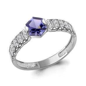 Серебряное кольцо AQUAMARINE с фианитом и танзанитом А650068603А фото