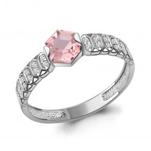 Серебряное кольцо AQUAMARINE с фианитом и морганитом А65006890А фото