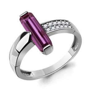 Серебряное кольцо AQUAMARINE с фианитом и аметистом А65006984А фото
