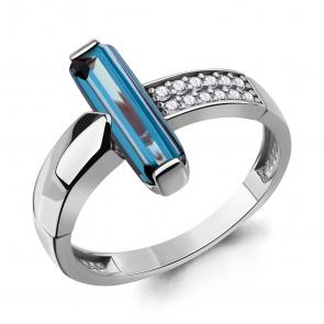 Серебряное кольцо AQUAMARINE с фианитом и Лондон топазом А65006993А фото