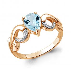 Кольцо из золочёного серебра AQUAMARINE с топазом и фианитом А65007302А-п фото