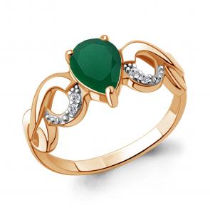 Кольцо из золочёного серебра AQUAMARINE с фианитом и агатом А65007309А-п фото