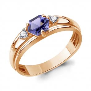 Кольцо из золочёного серебра AQUAMARINE с фианитом и танзанитом А650078603А-п фото