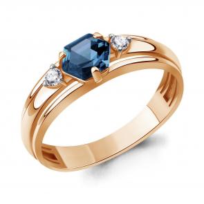 Кольцо из золочёного серебра AQUAMARINE с фианитом и Лондон топазом А65007893А-п фото