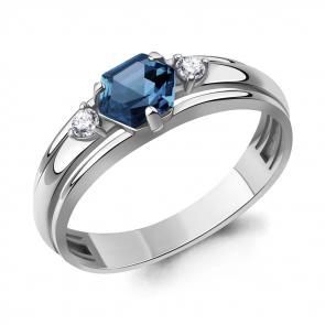 Серебряное кольцо AQUAMARINE с фианитом и Лондон топазом А65007893А фото
