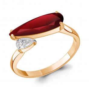 Кольцо из золочёного серебра AQUAMARINE с фианитом и гранатом А65008285-п фото