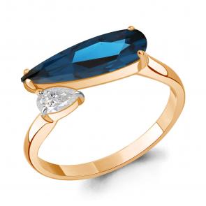 Кольцо из золочёного серебра AQUAMARINE с фианитом и Лондон топазом А65008293-п фото