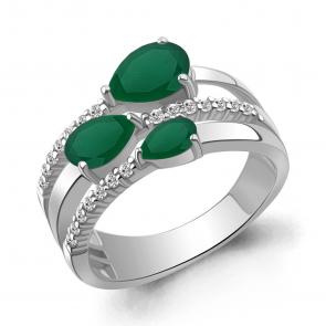 Серебряное кольцо AQUAMARINE с фианитом и агатом А65008609А фото