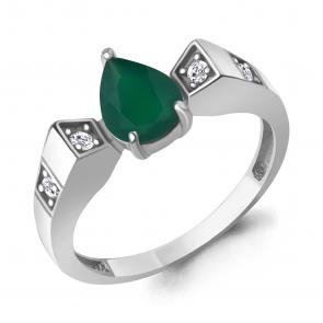 Серебряное кольцо AQUAMARINE с фианитом и агатом А65009309А фото