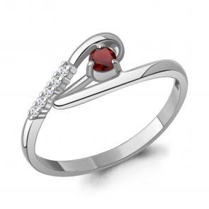 Серебряное кольцо AQUAMARINE с фианитом и гранатом А65010703А фото