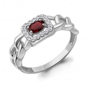 Серебряное кольцо AQUAMARINE с фианитом и гранатом А65014303А фото