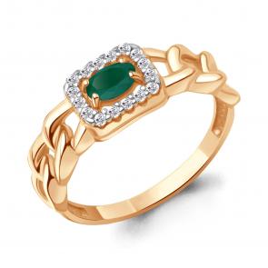 Кольцо из золочёного серебра AQUAMARINE с фианитом и агатом А65014309А-п фото