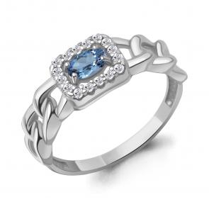 Серебряное кольцо AQUAMARINE с фианитом и гидротермальным сапфиром А650143АБ фото