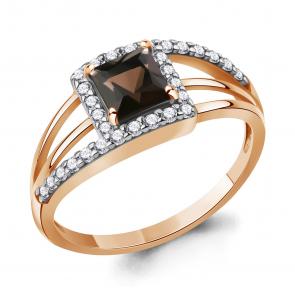 Кольцо из золочёного серебра AQUAMARINE с фианитом и кварцем А65014901А-п фото