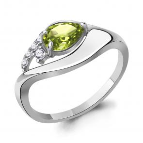 Серебряное кольцо AQUAMARINE с фианитом и хризолитом А65015007А фото