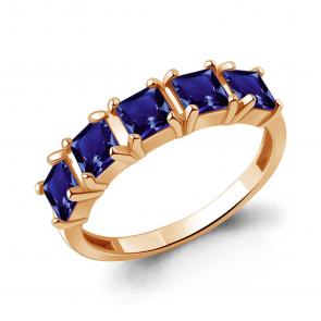 Кольцо из золочёного серебра AQUAMARINE с гидротермальным сапфиром А650162Н-п фото