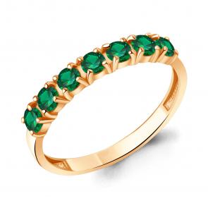 Кольцо из золочёного серебра AQUAMARINE с гидротермальным изумрудом А650171П-п фото