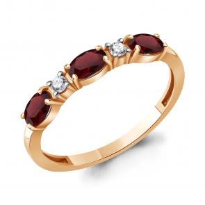 Кольцо из золочёного серебра AQUAMARINE с фианитом и гранатом А65017403А-п фото