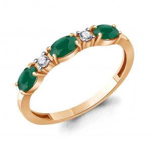 Кольцо из золочёного серебра AQUAMARINE с фианитом и агатом А65017409А-п фото