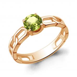 Кольцо из золочёного серебра AQUAMARINE с хризолитом А65017507-п фото