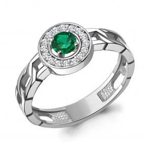 Серебряное кольцо AQUAMARINE с фианитом и гидротермальным изумрудом А650176АГ фото