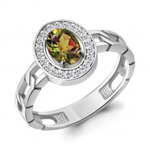 Серебряное кольцо AQUAMARINE с фианитом и султанитом А65017719А фото