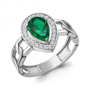 Серебряное кольцо AQUAMARINE с фианитом и гидротермальным изумрудом А650179АГ фото