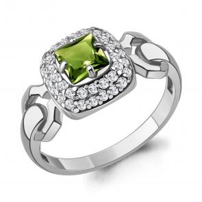 Серебряное кольцо AQUAMARINE с фианитом и хризолитом А65018407А фото