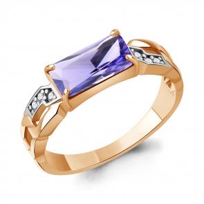 Кольцо из золочёного серебра AQUAMARINE с фианитом и танзанитом А650185603А-п фото