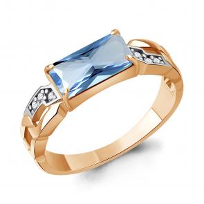 Кольцо из золочёного серебра AQUAMARINE с фианитом и турмалином А65018588А-п фото