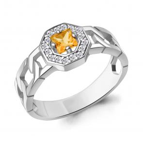 Серебряное кольцо AQUAMARINE с фианитом и цитрином А65018606А фото