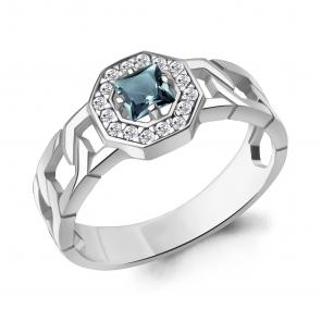 Серебряное кольцо AQUAMARINE с фианитом и Лондон топазом А65018608А фото
